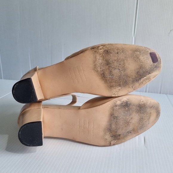 Bared Footwear Nude Leather Round Toe Block Heel Shoes Size 38 - Picture 7 of 13